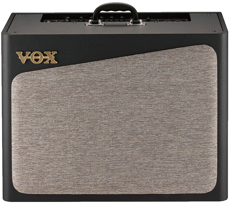 front view o grey and black VOX amplifier